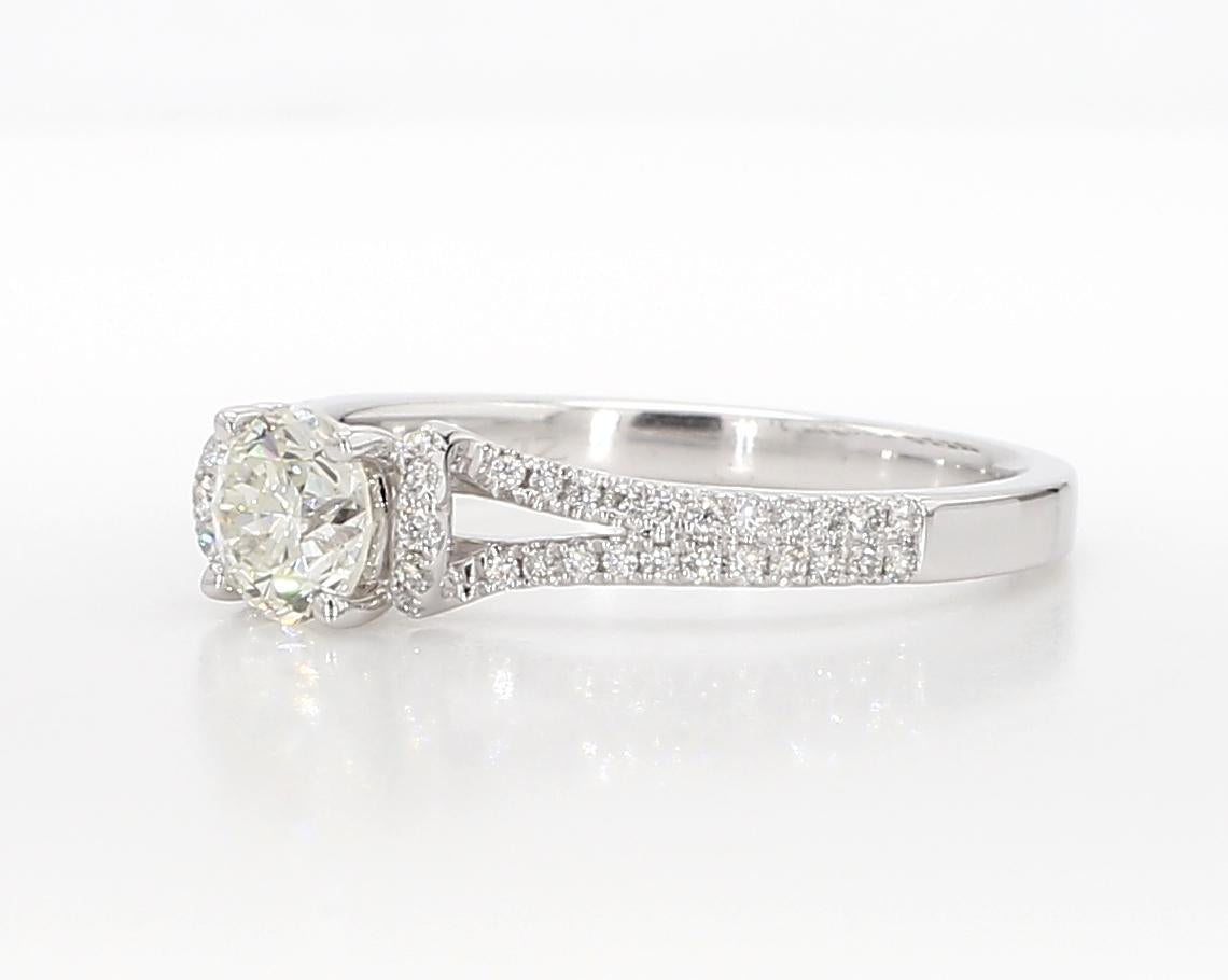 Natural White Round Diamond 0.71 Carat TW White Gold Cocktail Ring