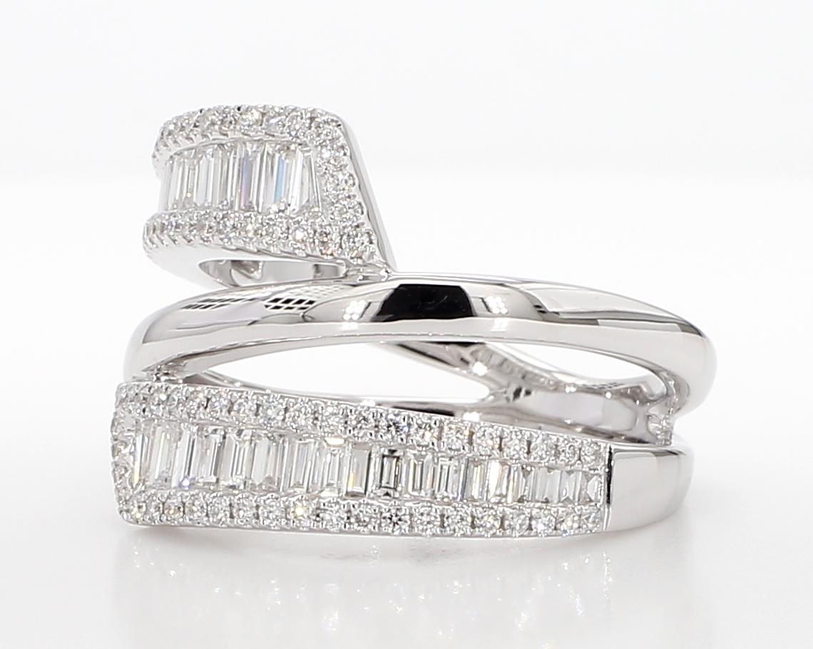 Natural White Baguette Diamond 0.91 Carat TW White Gold Cocktail Band