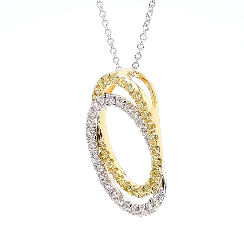 Natural Yellow Round and White Diamond .63 Carat TW Gold Drop Pendant