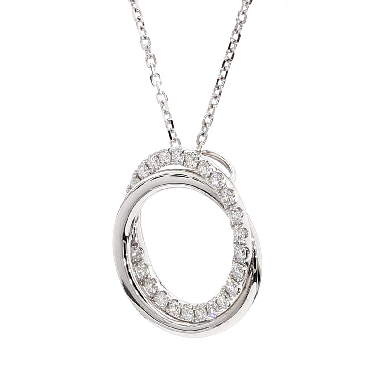 Natural White Round Diamond 0.64 Carat TW White Gold Drop Pendant