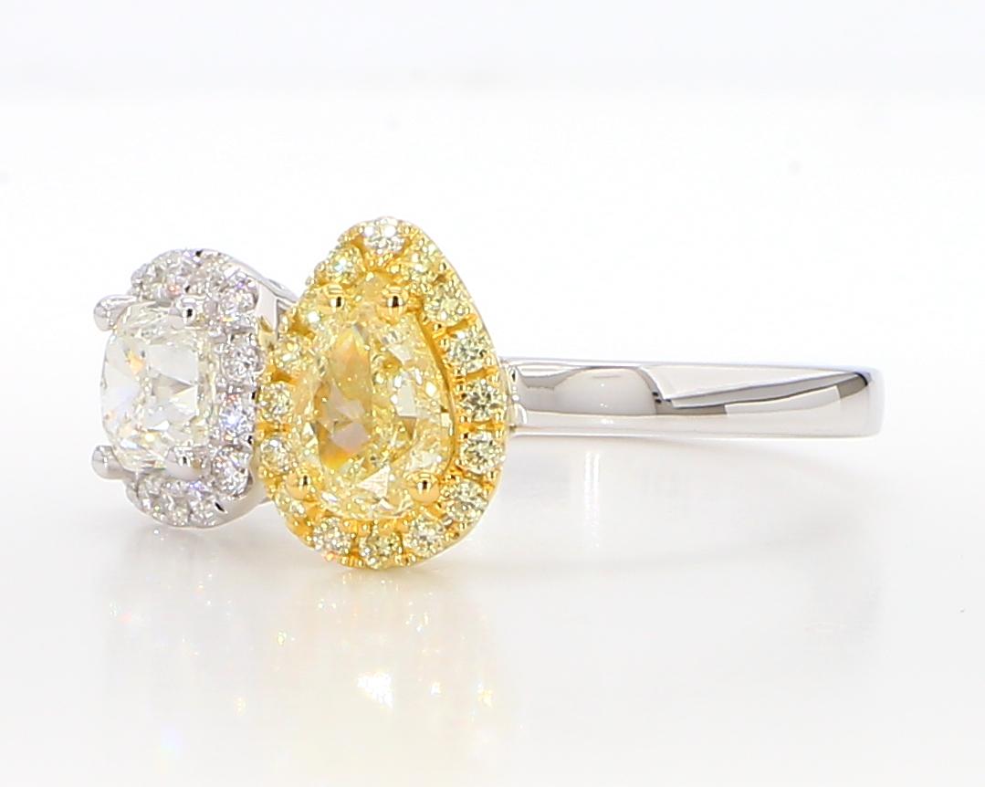 GIA Certified Natural Yellow Pear Diamond 1.78 Carat TW Cocktail Ring