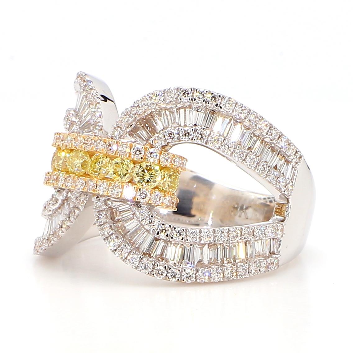 Natural White Baguette Diamond 1.79 Carat TW Gold Cocktail Band