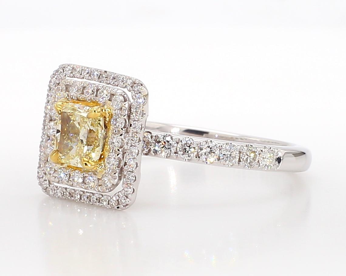 Natural Yellow Cushion Diamond 1.36 Carat TW Gold Cocktail Ring