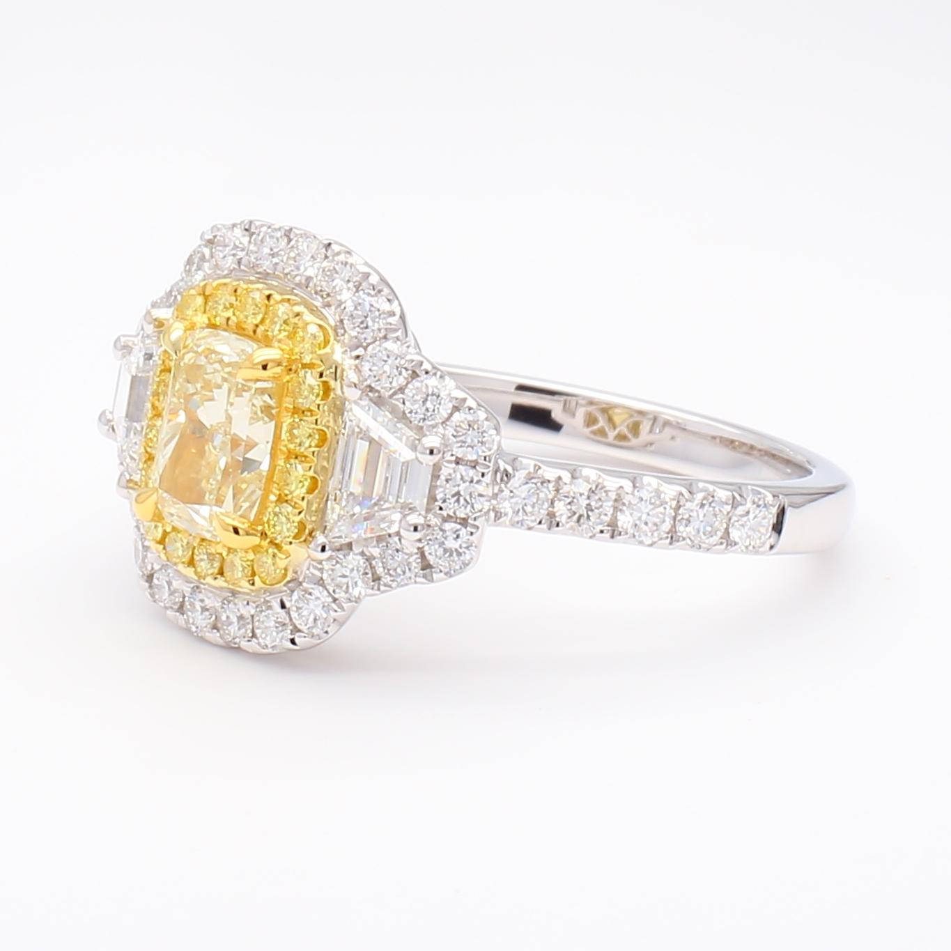 GIA Certified Natural Yellow Cushion Diamond 2.13 Carat TW Gold Cocktail Ring