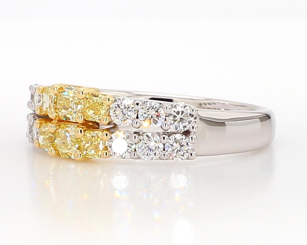 Natural Yellow Radiant Diamond 1.06 Carat TW Gold Wedding Band