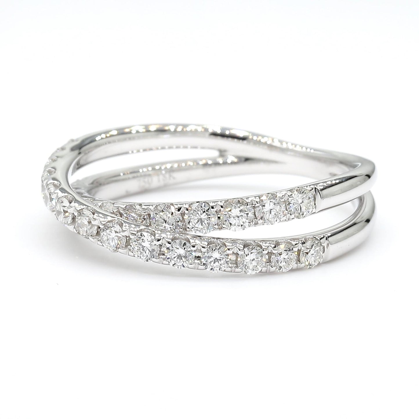 Natural White Round Diamond 0.69 Carat TW White Gold Cocktail Band