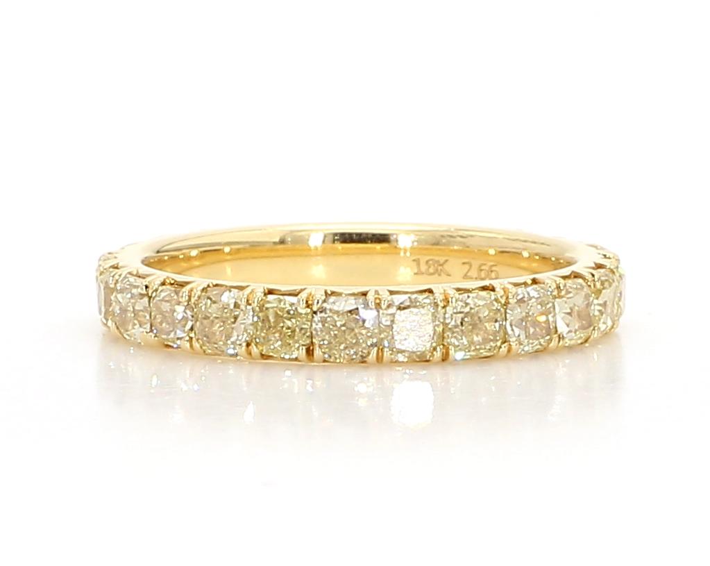 Natural Yellow Radiant Diamond 2.84 Carat TW Yellow Gold Eternity Band