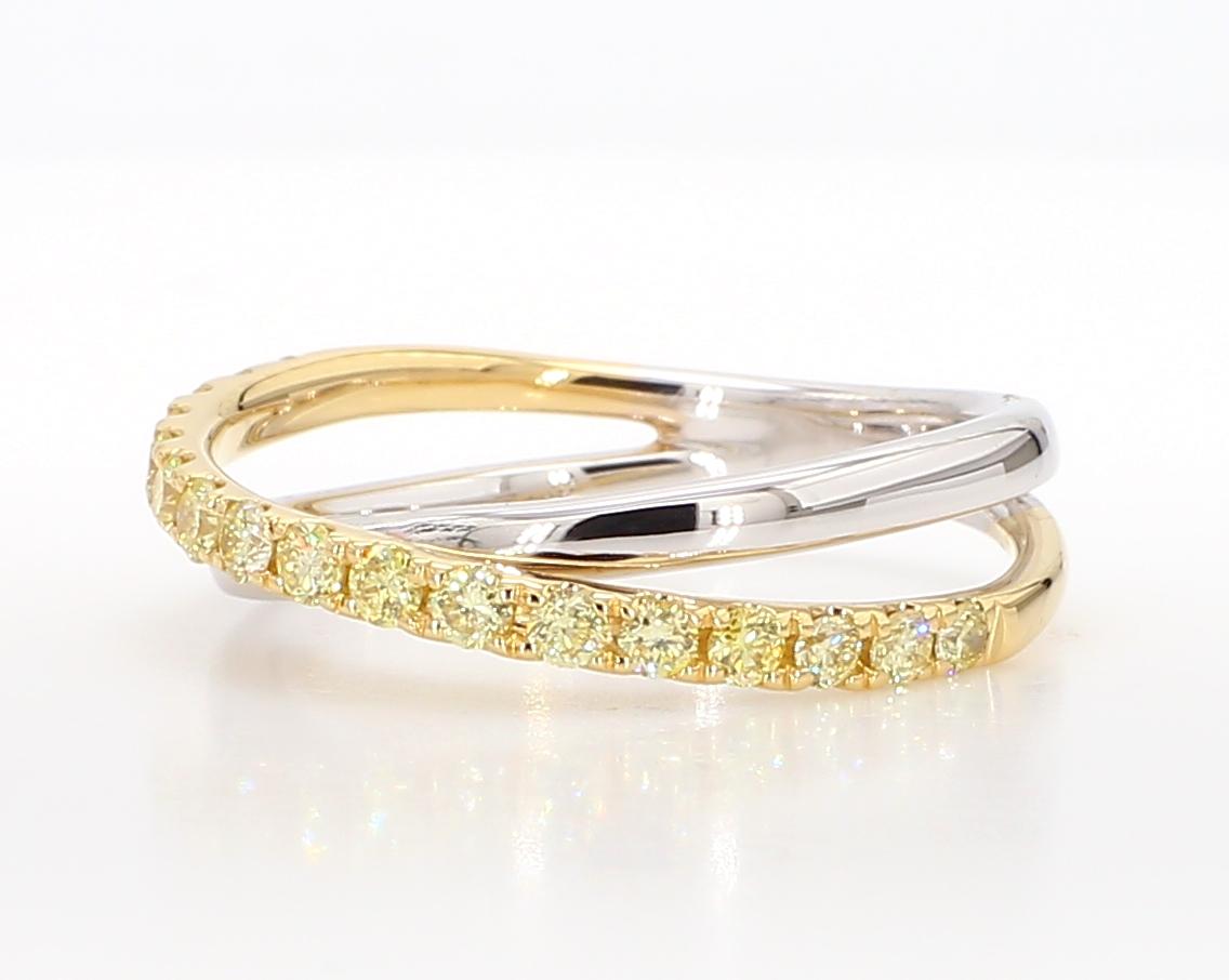 Natural Yellow Round Diamond .47 Carat TW Gold Wedding Band