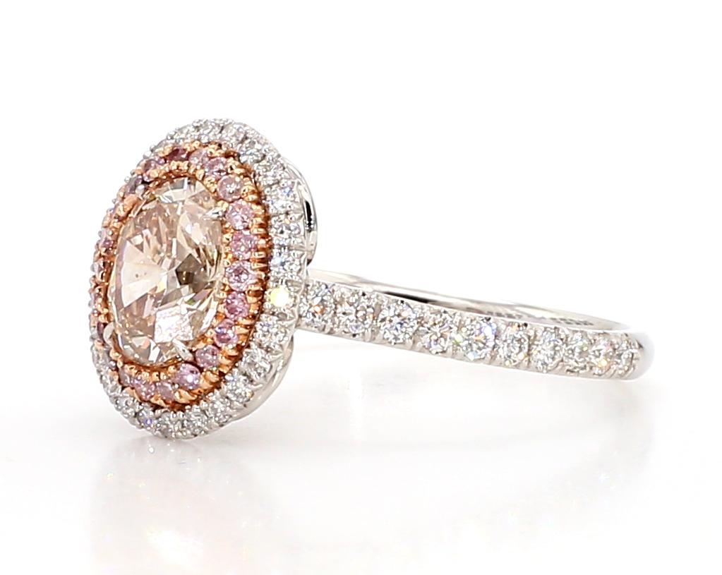 GIA Certified Natural Pink Oval Diamond 1.66 Carat TW Gold Cocktail Ring