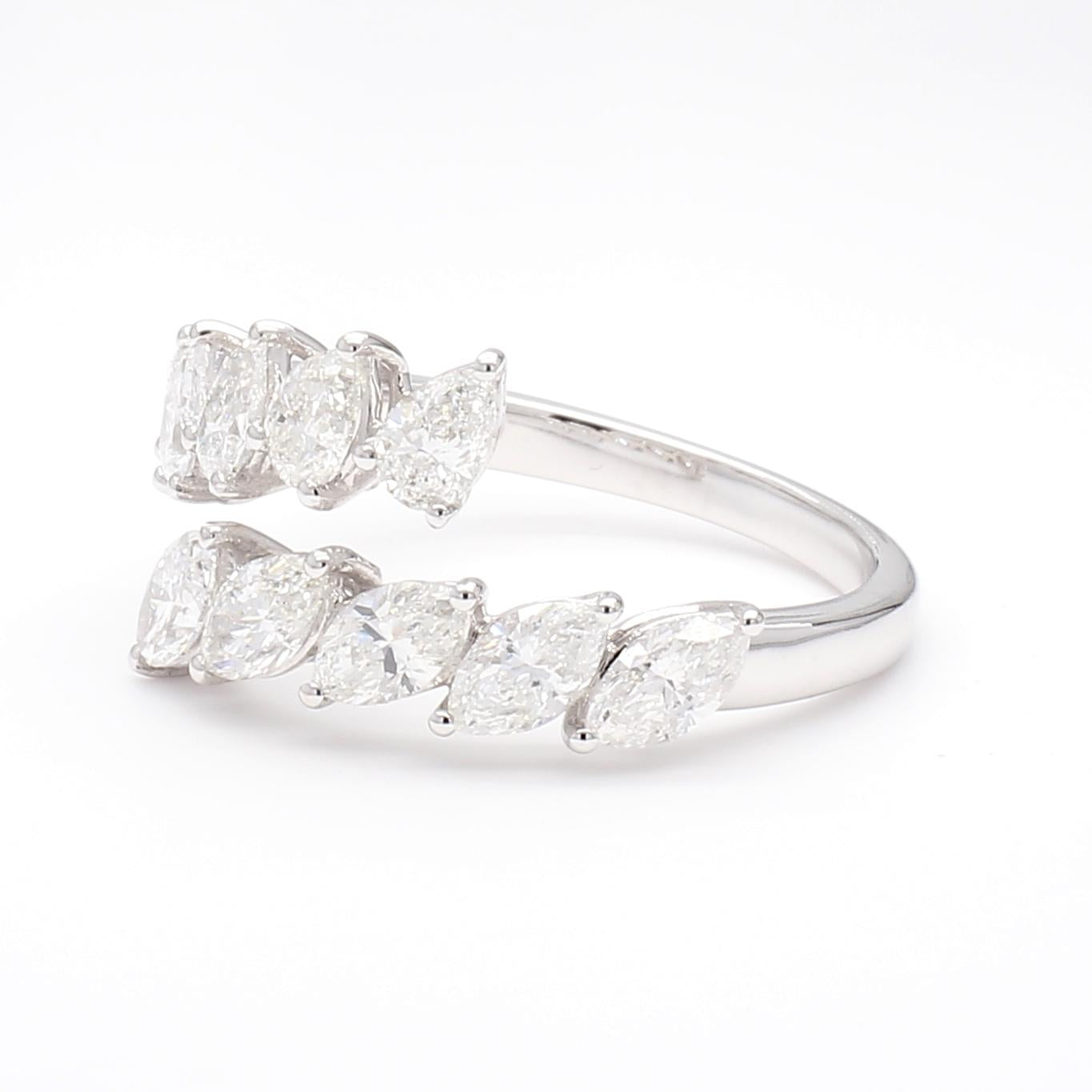 Natural White Marquise Diamond 1.65 Carat TW White Gold Cocktail Band