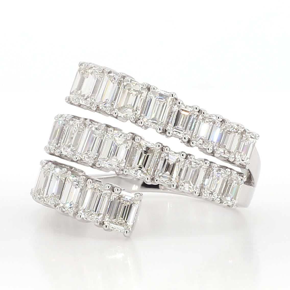 Natural White Emerald Diamond 4.31 Carat TW White Gold Cocktail Band