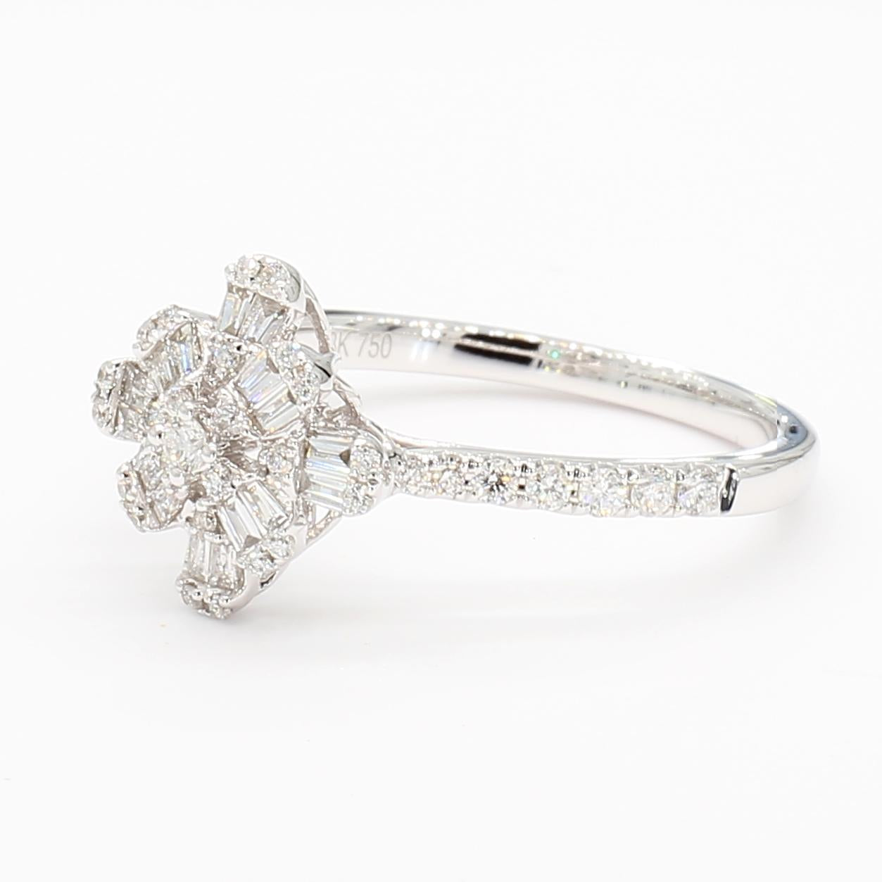 Natural White Baguette Diamond 0.40 Carat TW White Gold Cocktail Ring