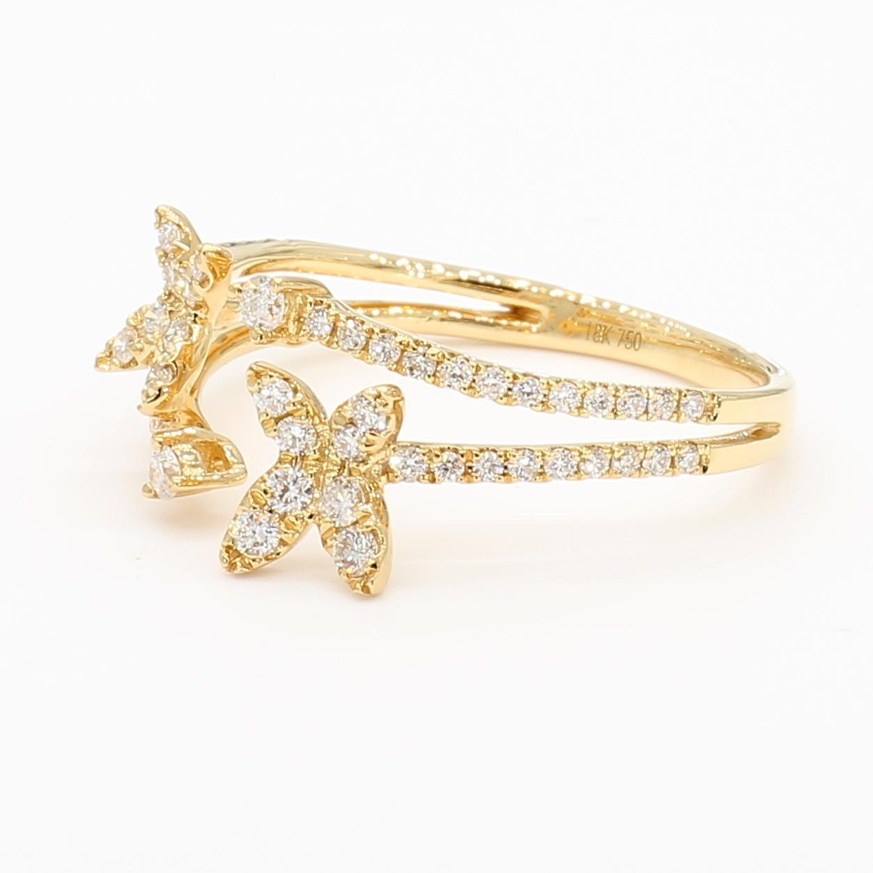 Natural White Round Diamond 0.35 Carat TW Yellow Gold Cocktail Band