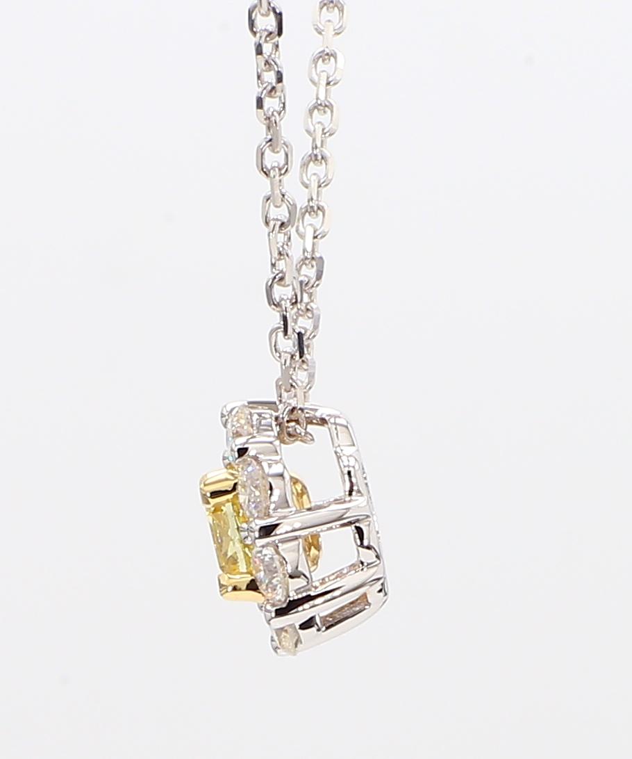 Natural Yellow Cushion and White Diamond 1.07 Carat TW Gold Drop Pendant