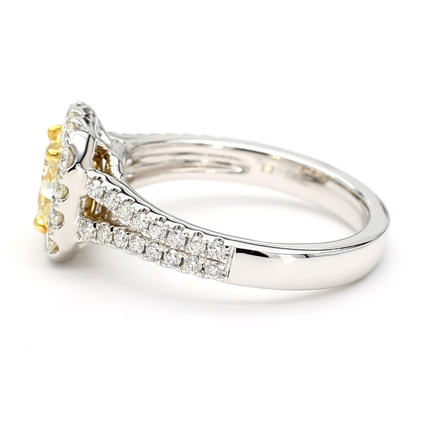 GIA Certified Natural Yellow Radiant Diamond 1.57 Carat TW Gold Cocktail Ring