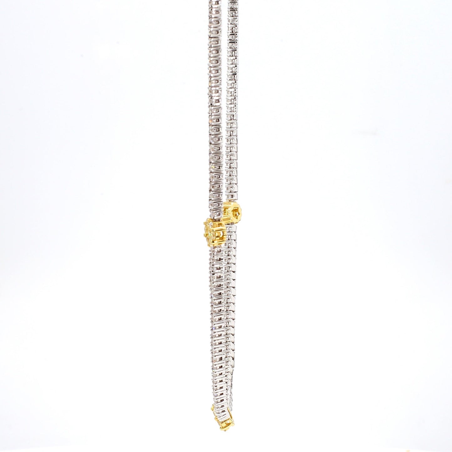 Natural Yellow Round Diamond 4.66 Carat TW Gold Drop Necklace