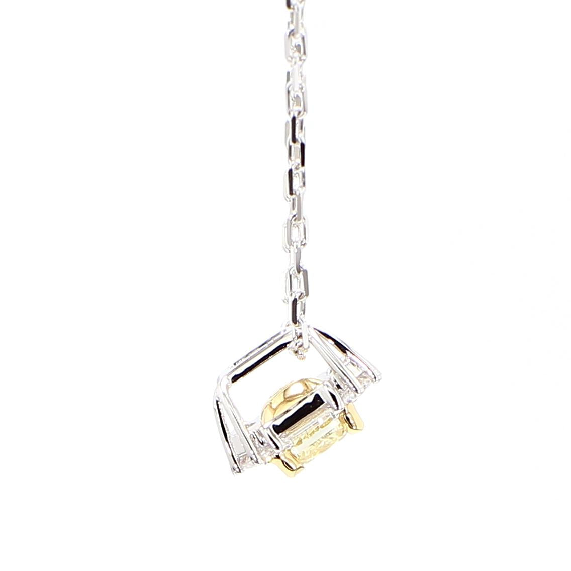 Natural Yellow Cushion and White Diamond .97 Carat TW Gold Drop Pendant