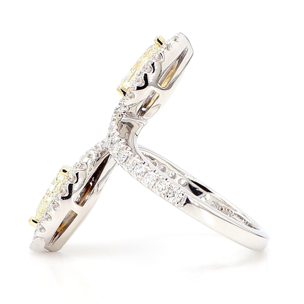 Natural Yellow Pear Diamond 2.15 Carat Tw Gold Cocktail Ring