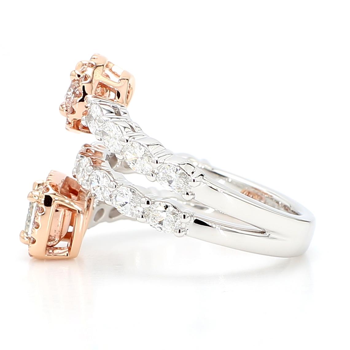 GIA Certified Faint Green Cushion Diamond 2.58 Carat TW Gold Cocktail Ring