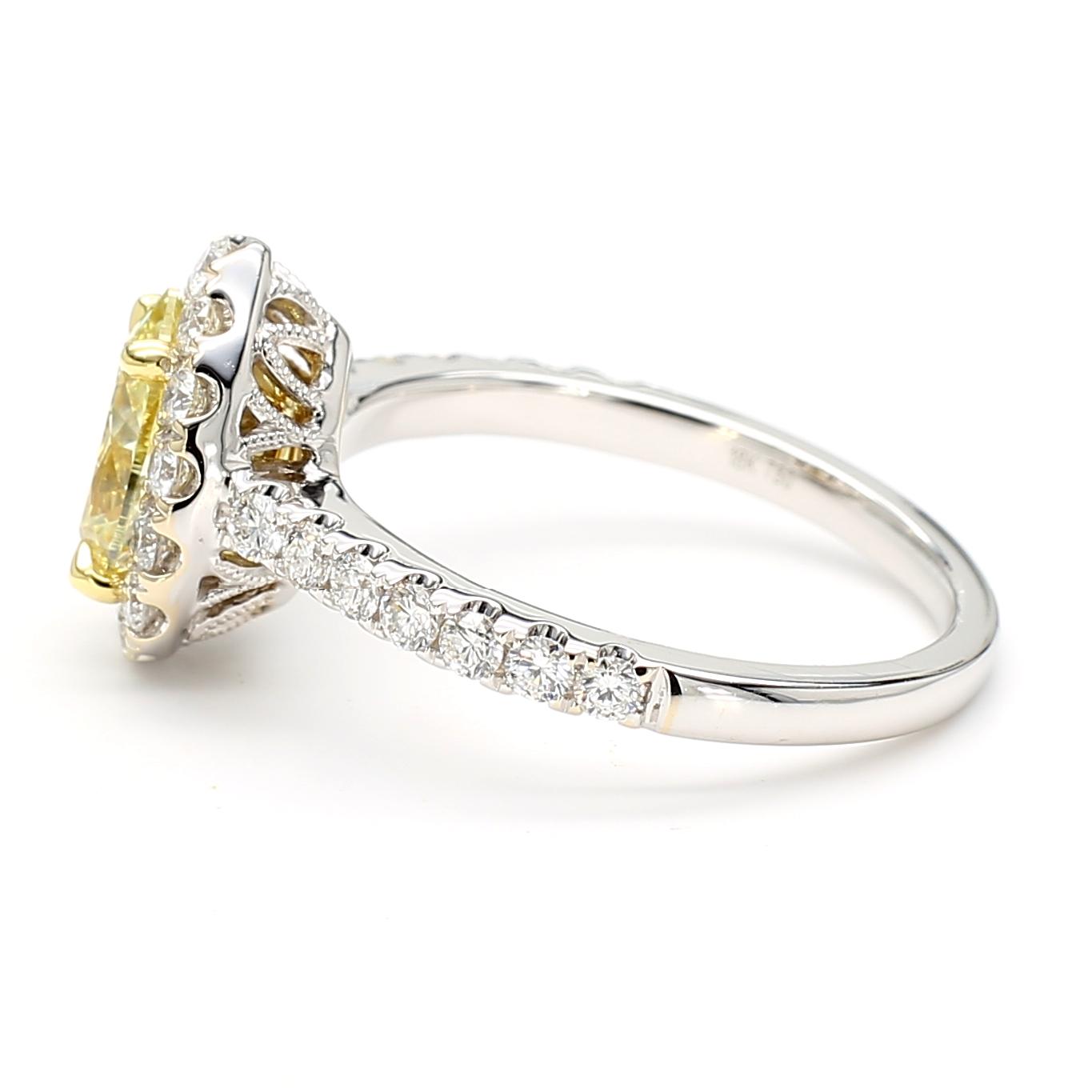 GIA Certified Natural Yellow Pear Diamond 1.62 Carat TW Gold Cocktail Ring