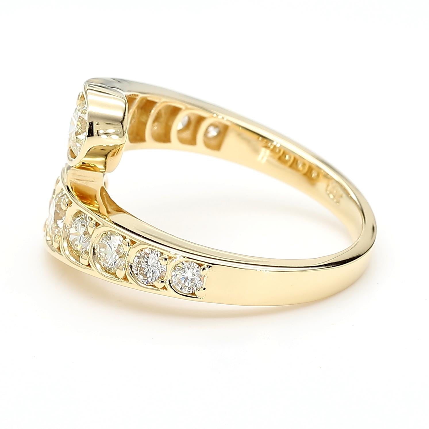 Natural White Round Diamond 1.47 Carat TW Yellow Gold Cocktail Band