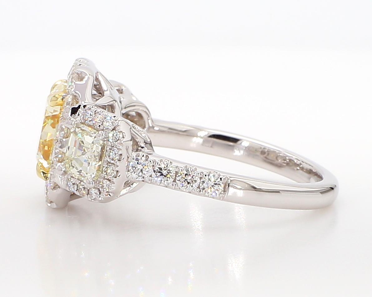 GIA Certified Fancy Light Yellow Radiant Diamond 3.81 Carat TW Cocktail Ring
