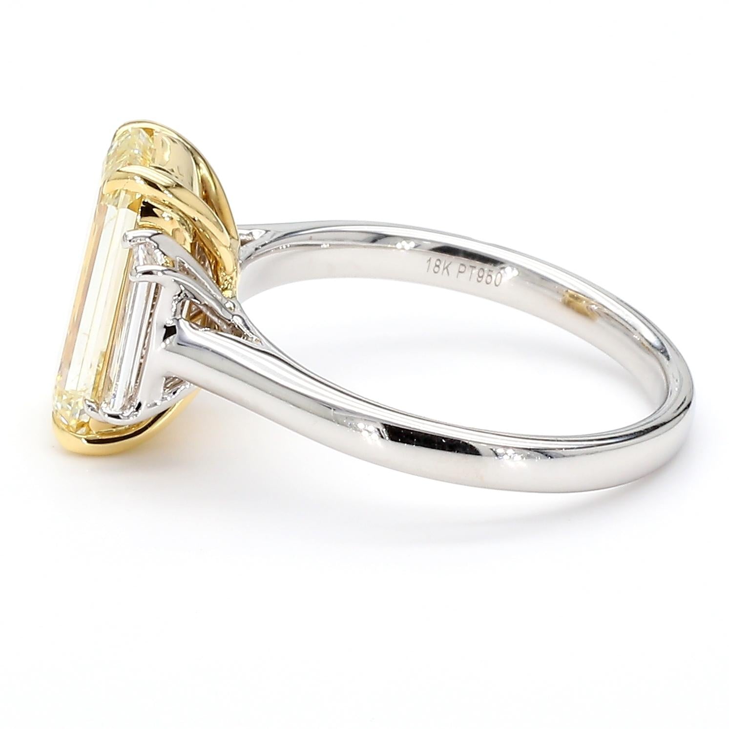 GIA Certified Natural Yellow Emerald Diamond 3.32 Carat TW Plat Cocktail Ring