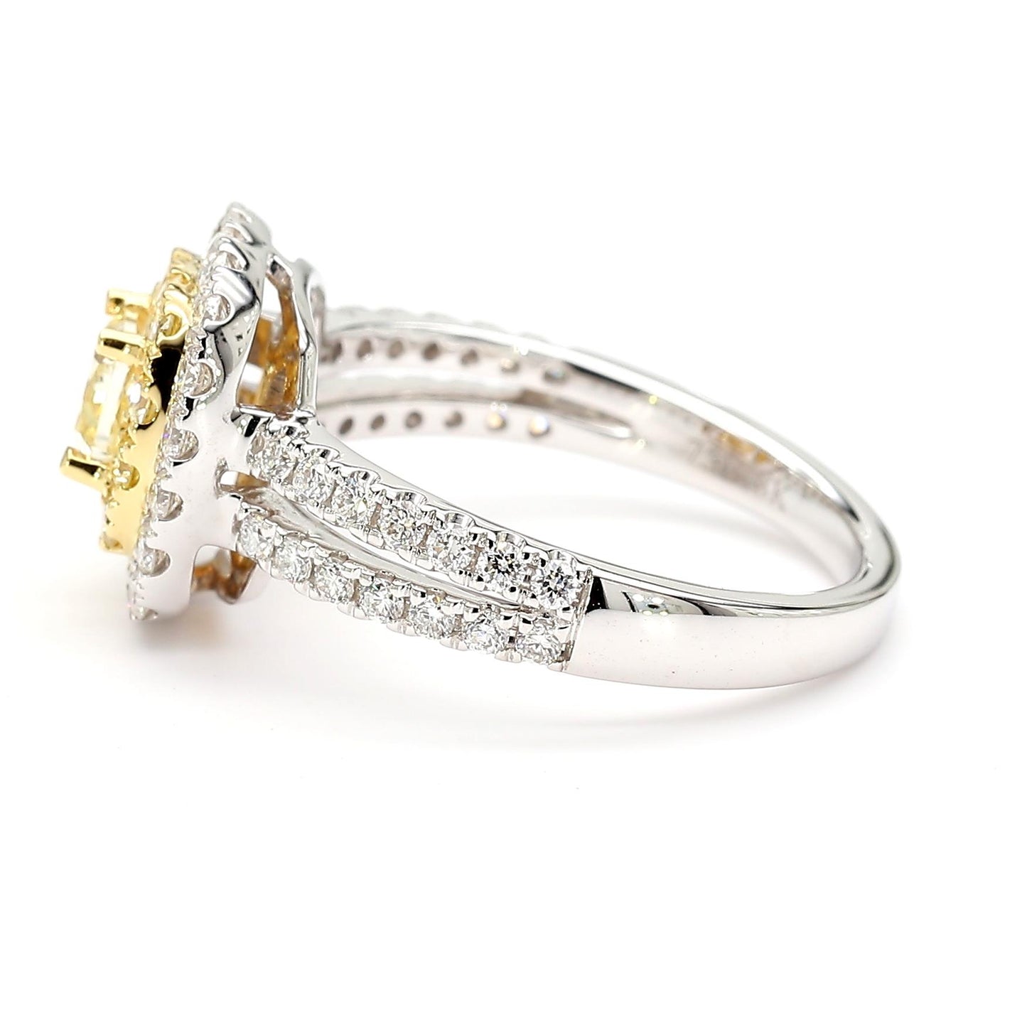 Natural Yellow Cushion Diamond 1.22 Carat TW Platinum Cocktail Ring