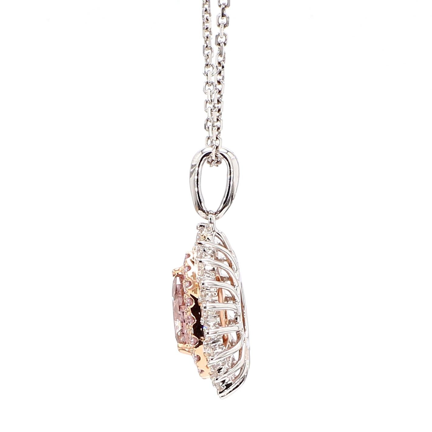 GIA Certified Natural Pink Pear Diamond 0.85 Carat TW Gold Drop Pendant
