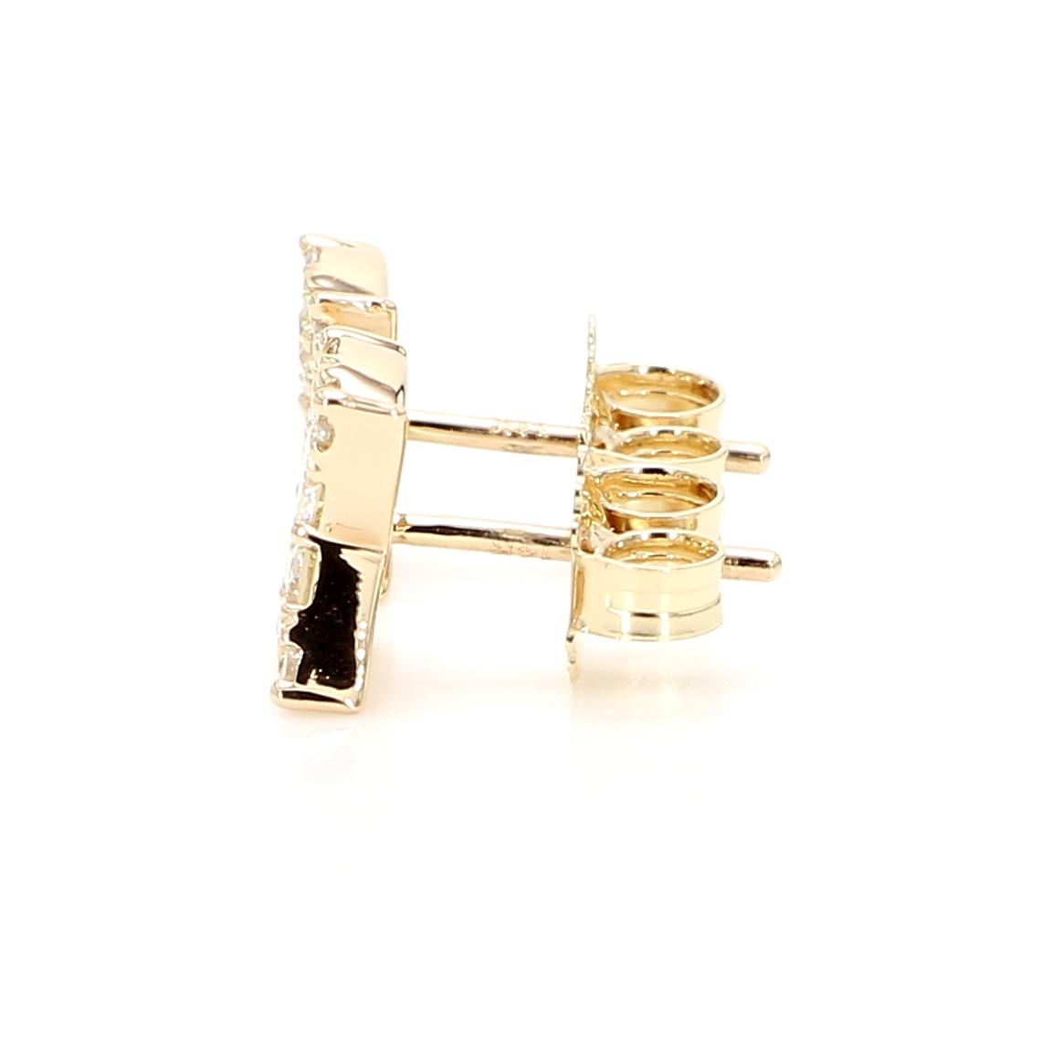Natural White Round Diamond 0.87 Carat TW Yellow Gold Stud Earrings