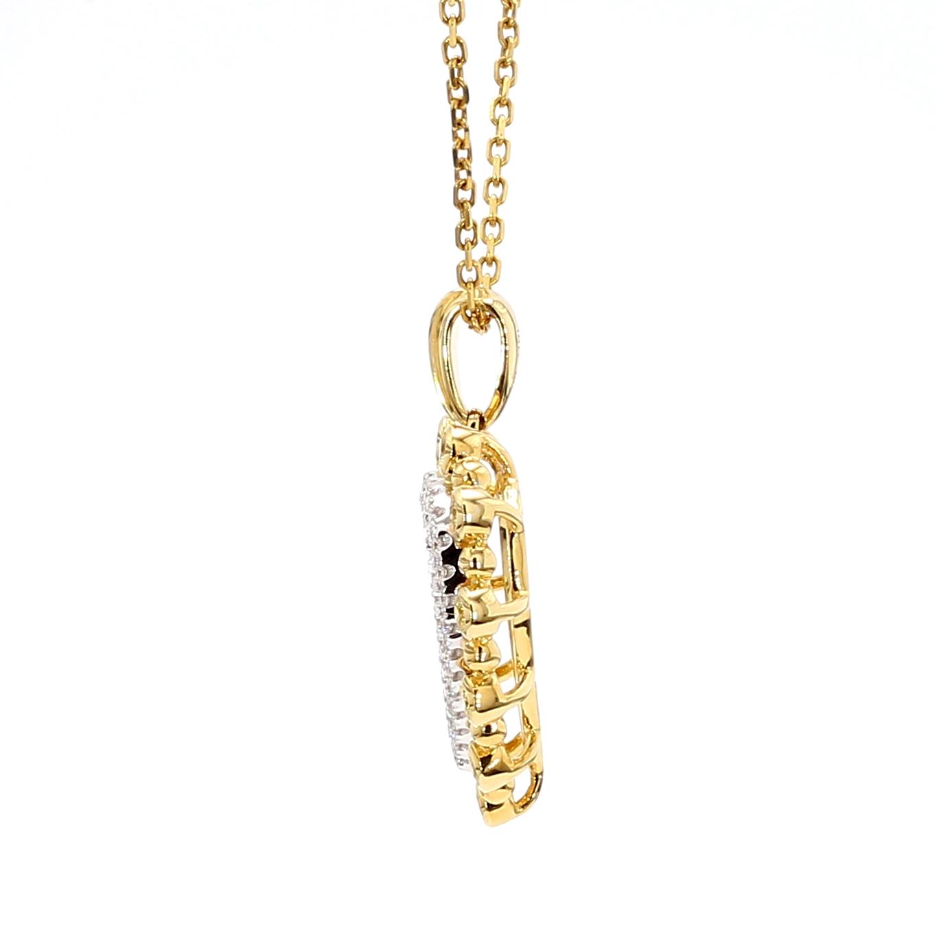 Natural Yellow Round and White Diamond .35 Carat TW Gold Drop Pendant