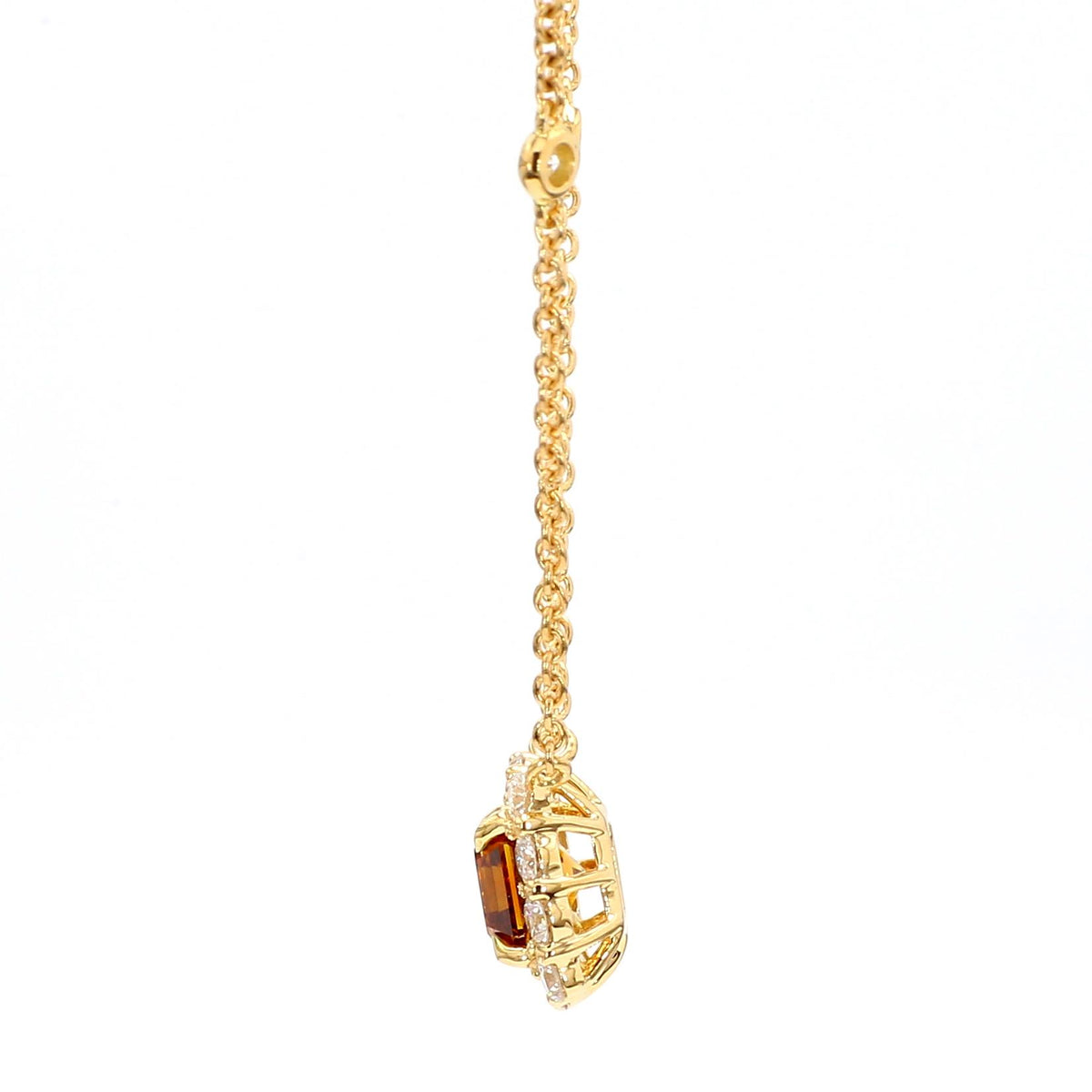 GIA Certified Natural Orange Asscher Diamond 1.59 Carat TW Gold Necklace