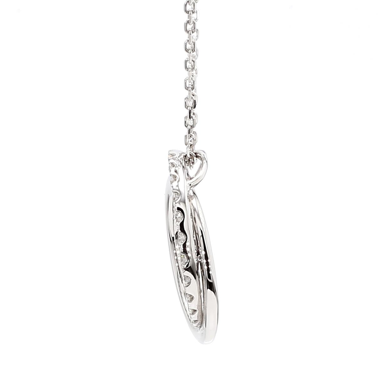 Natural White Round Diamond 0.65 Carat TW White Gold Drop Pendant