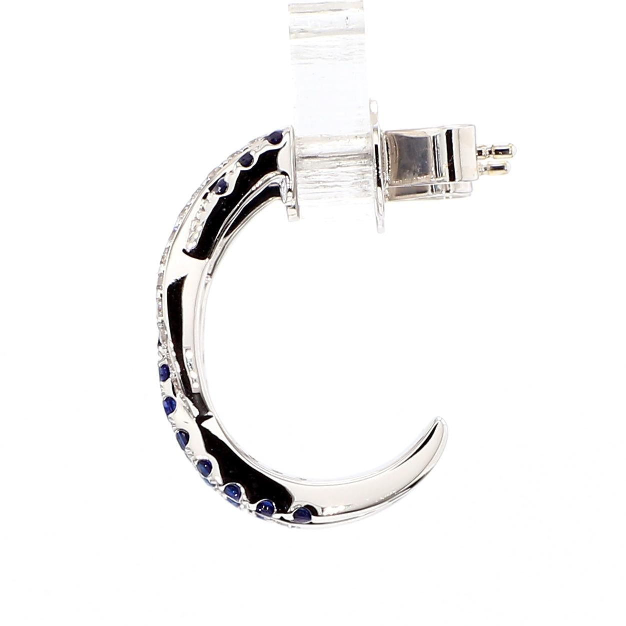 Natural Blue Round Sapphire and White Diamond .55 Carat TW White Gold Earrings