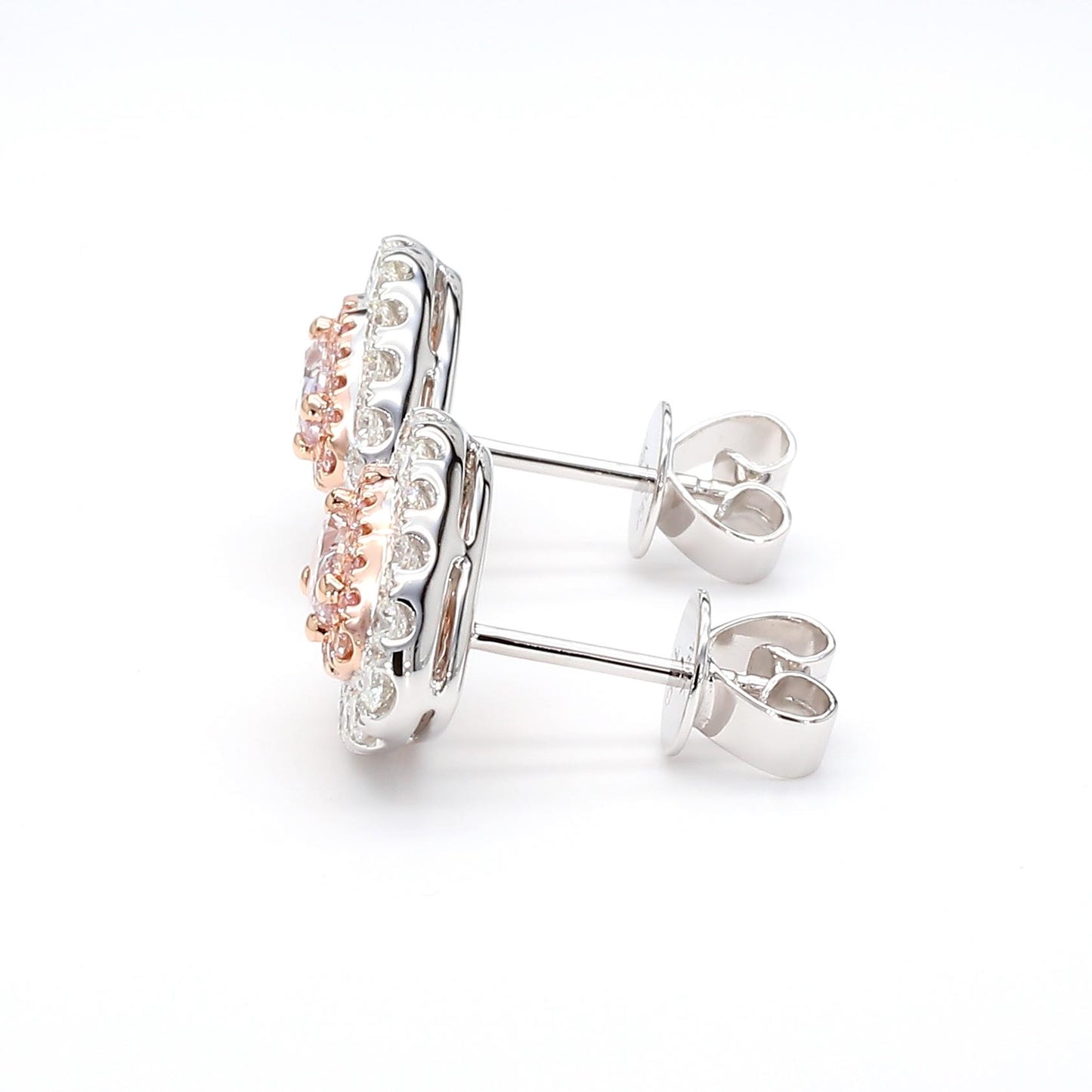 GIA Certified Very Light Pink Pear Diamond 1.15 Carat TW Gold Stud Earrings