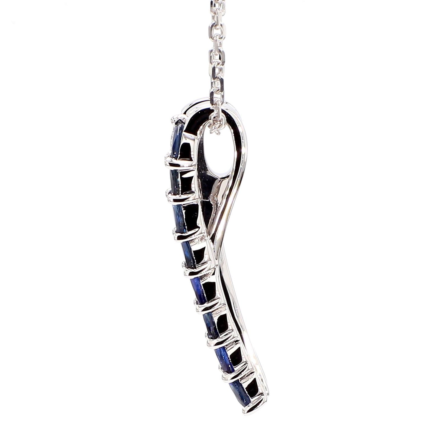 Natural Blue Marquise Sapphire and Diamond 1.15 Carat TW Gold Drop Pendant