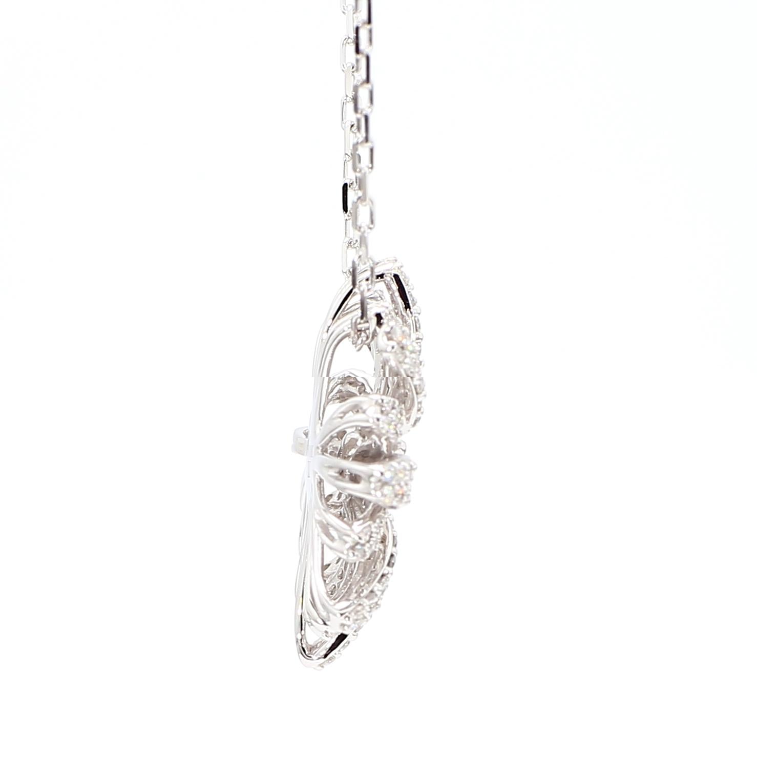 Natural White Round Diamond 0.78 Carat TW White Gold Drop Pendant