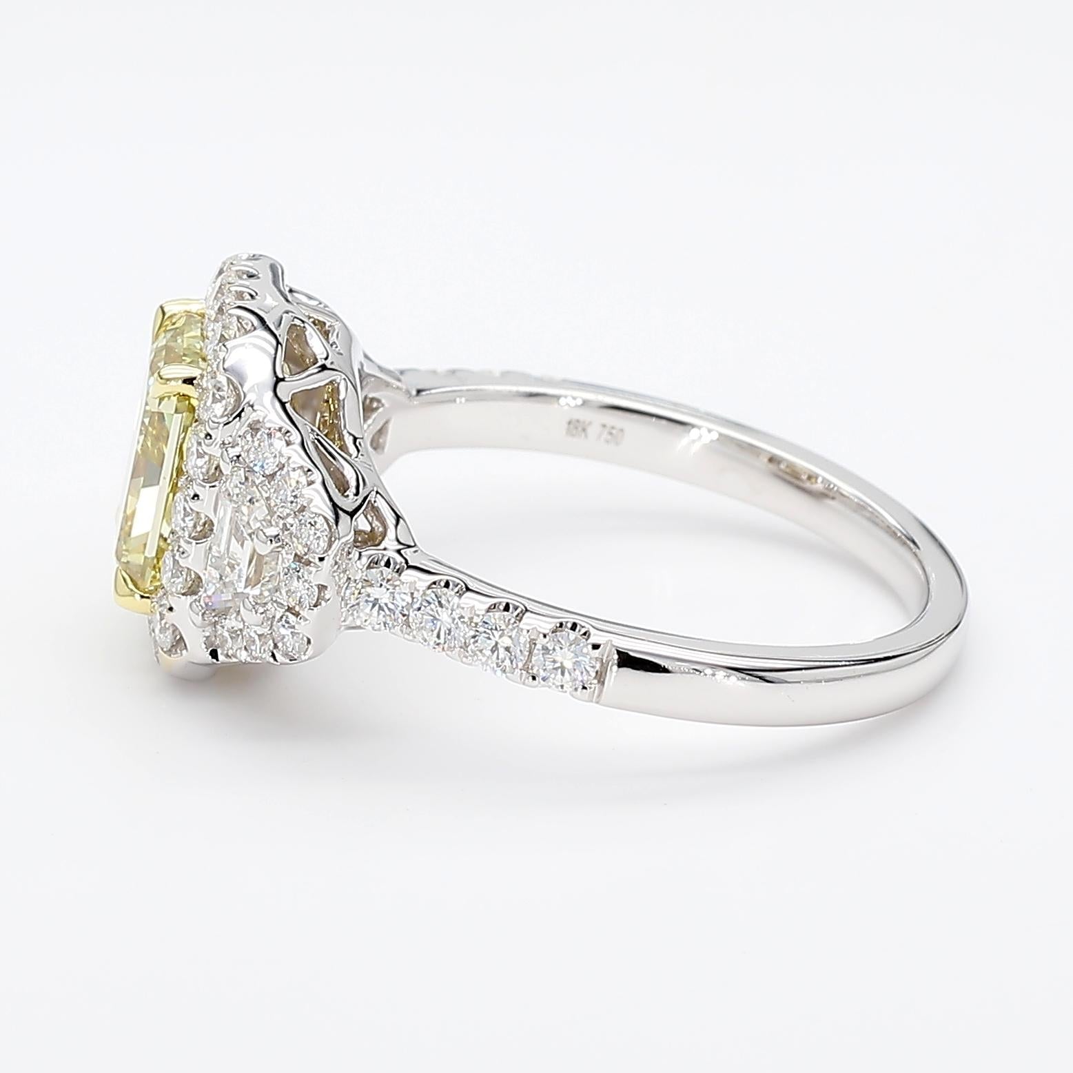 GIA Fancy Brownish Greenish Yellow Radiant Diamond 2.60 Carat TW Gold Ring