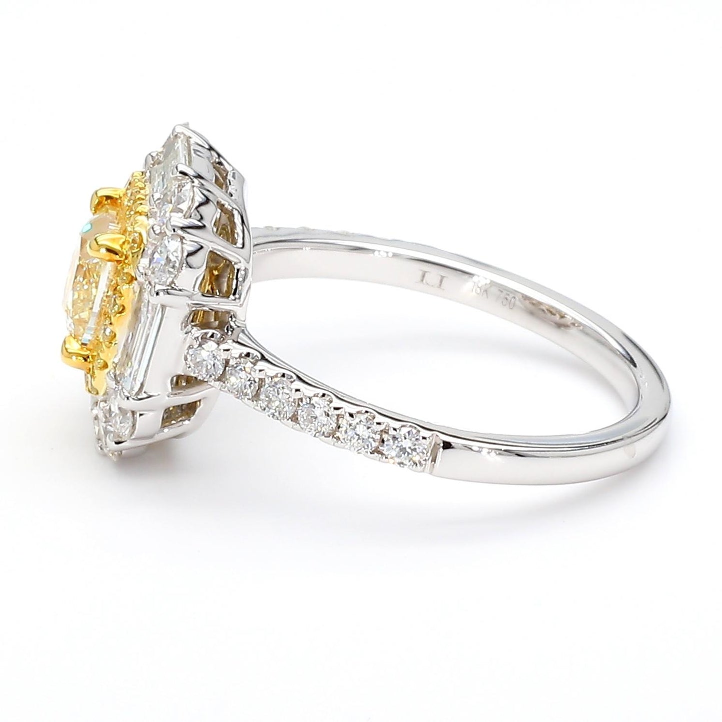 GIA Certified Natural Yellow Cushion Diamond 2.09 Carat TW Gold Cocktail Ring