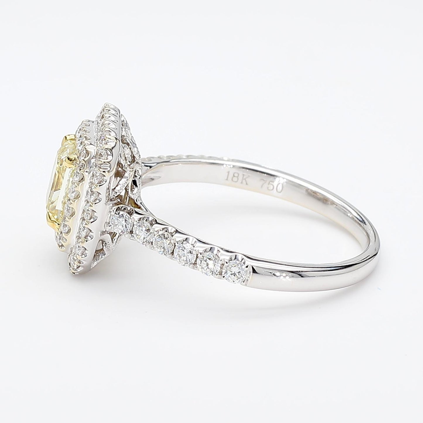 GIA Certified Natural Yellow Radiant Diamond 1.30 Carat TW Gold Cocktail Ring