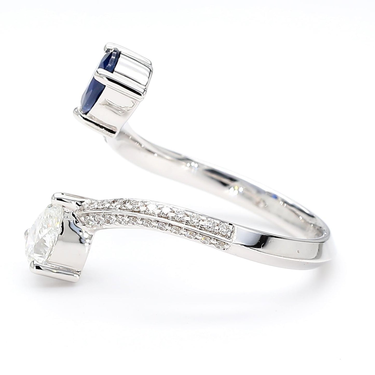 Natural Blue Pear Sapphire and White Diamond 1.19 Carat TW Gold Cocktail Ring