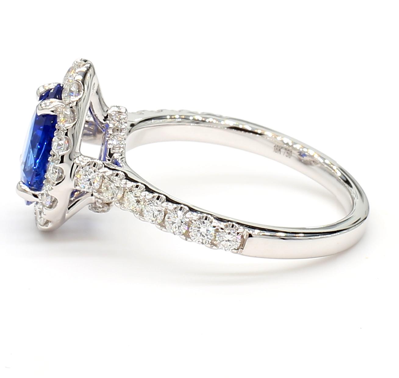 Natural Blue Pear Sapphire and White Diamond 2.22 Carat TW Gold Cocktail Ring