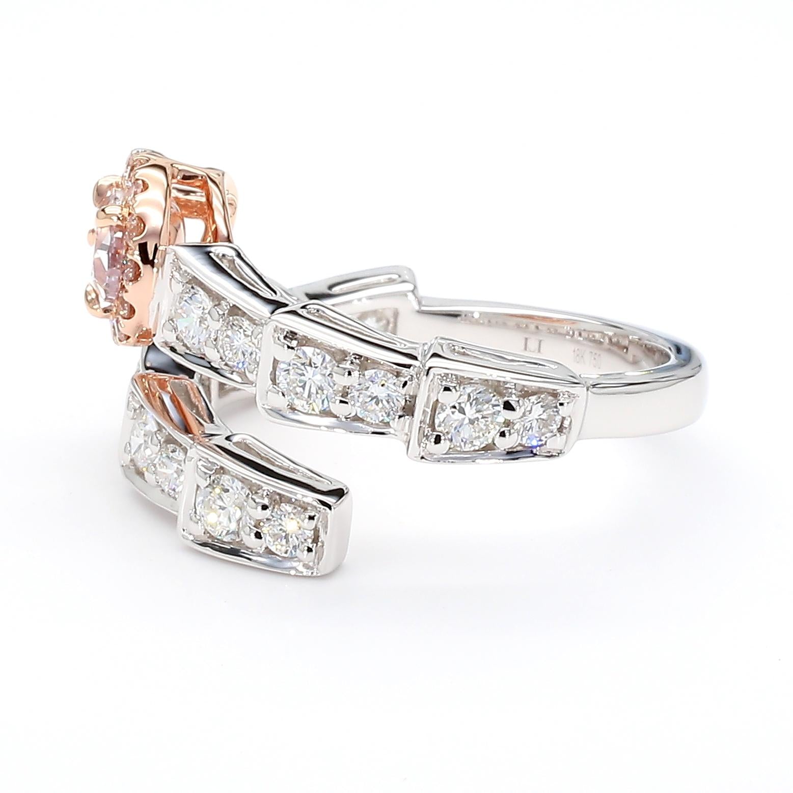 GIA Certified Fancy Light Purplish Pink Pear Diamond 1.41 Carat TW Gold Ring