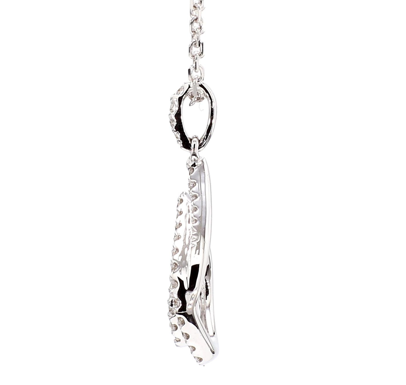 Natural White Round Diamond 0.34 Carat TW White Gold Drop Pendant