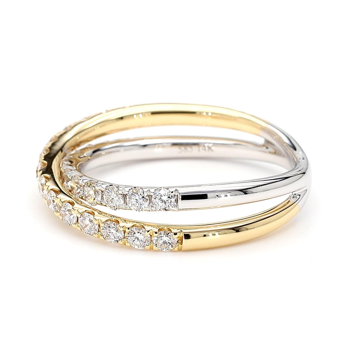 Natural White Round Diamond .71 Carat TW Gold Wedding Band