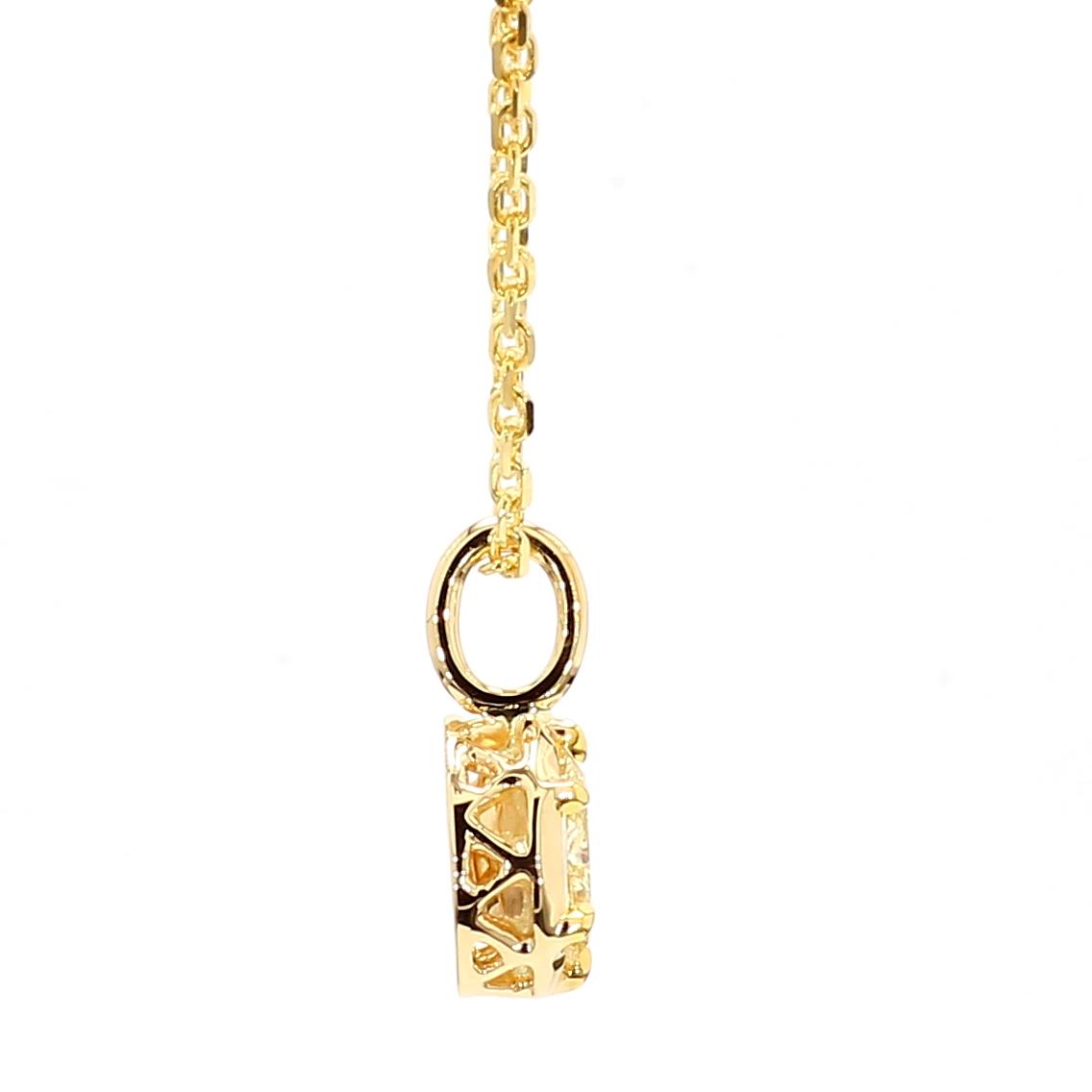 GIA Certified Natural Yellow Oval Diamond 0.80 Carat TW Gold Drop Pendant