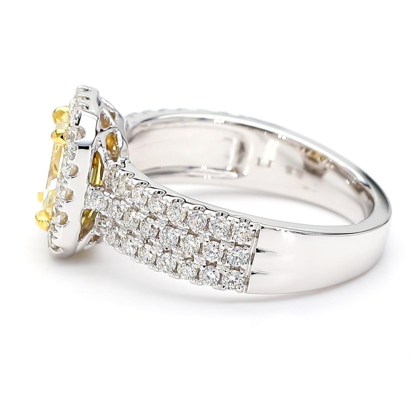 GIA Certified Natural Yellow Radiant Diamond 1.81 Carat TW Gold Cocktail Ring