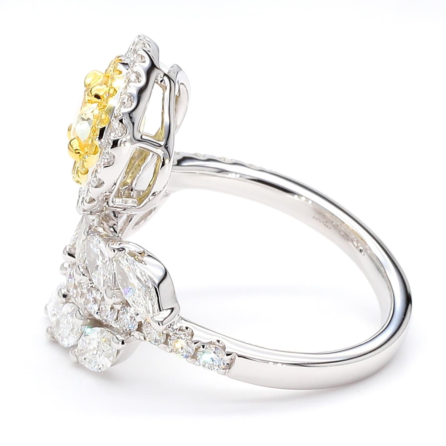 GIA Certified Natural Yellow Oval Diamond 2.74 Carat TW Gold Cocktail Ring