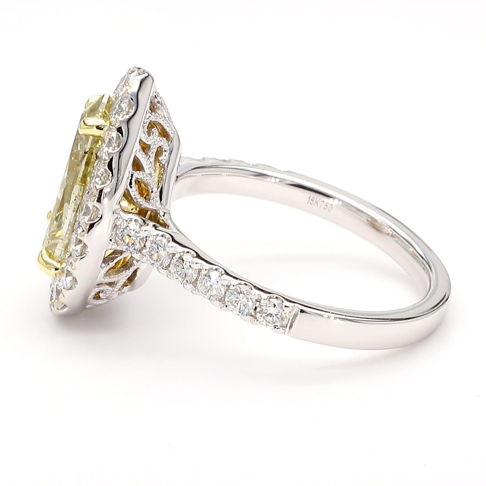 GIA Certified Fancy Brown-Greenish Yellow Pear Diamond 3.53 Carat TW Gold Ring
