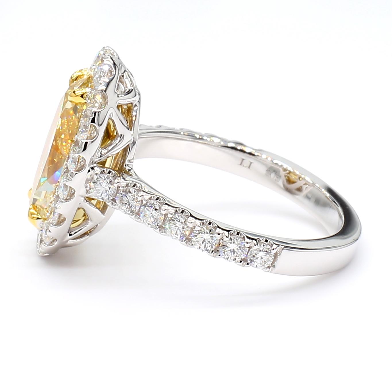 GIA Certified Fancy Brownish Yellow Oval Diamond 4.06 Carat TW Cocktail Ring